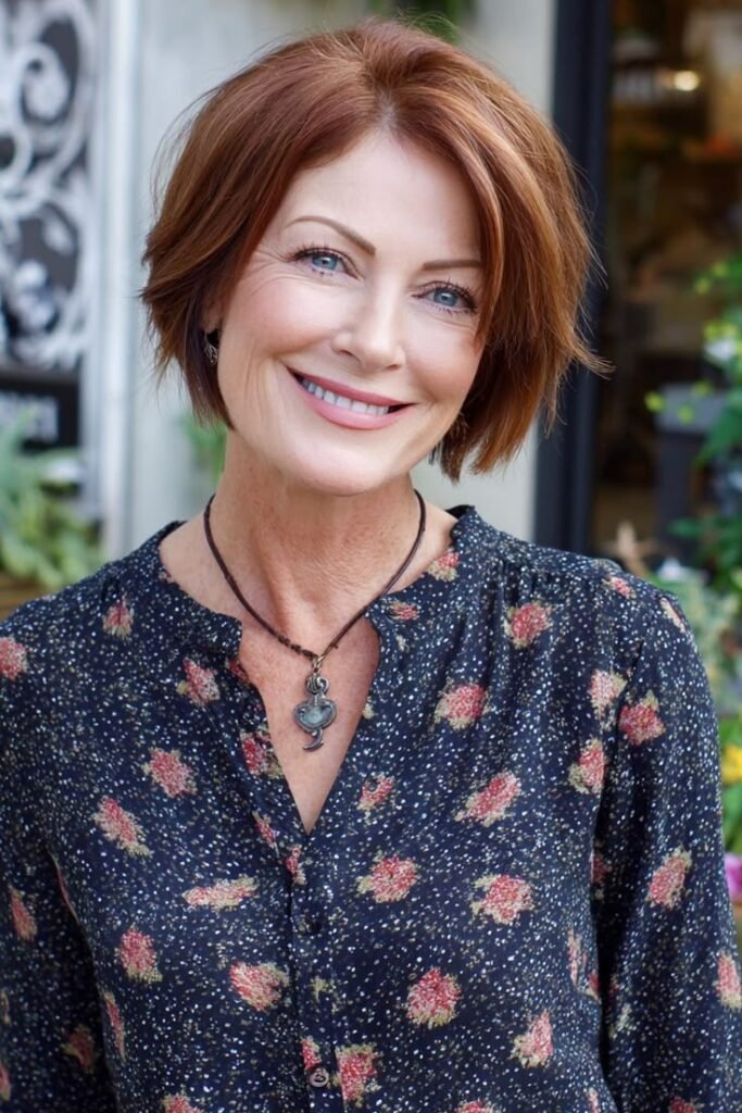Textured Chin-Length Bob with Side-Swept Fringe