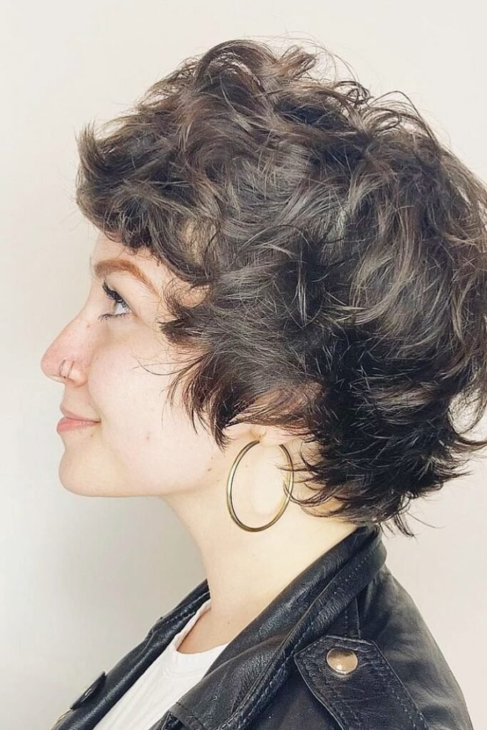 Textured Curly Pixie with Tapered Sides