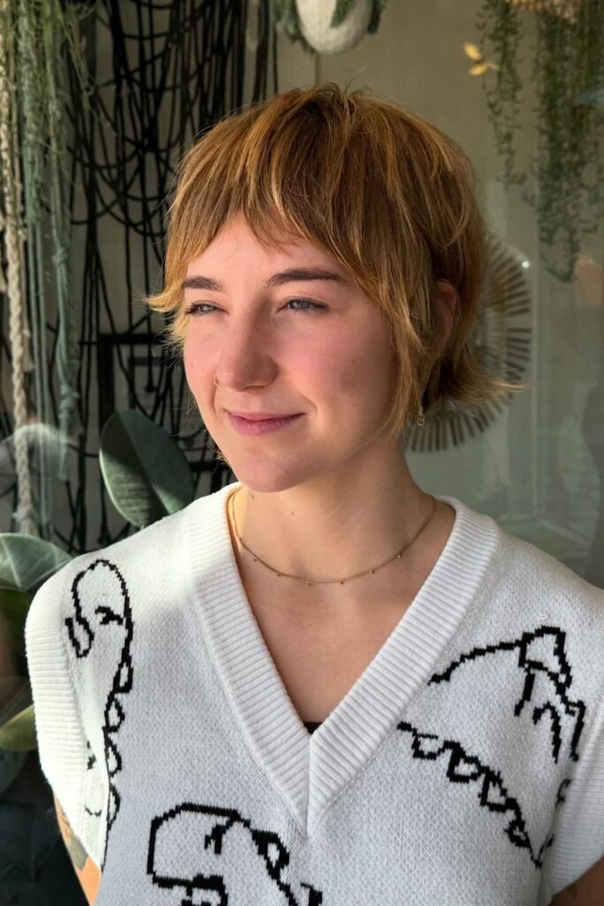 Textured Golden Shag with Short Piecey Bangs