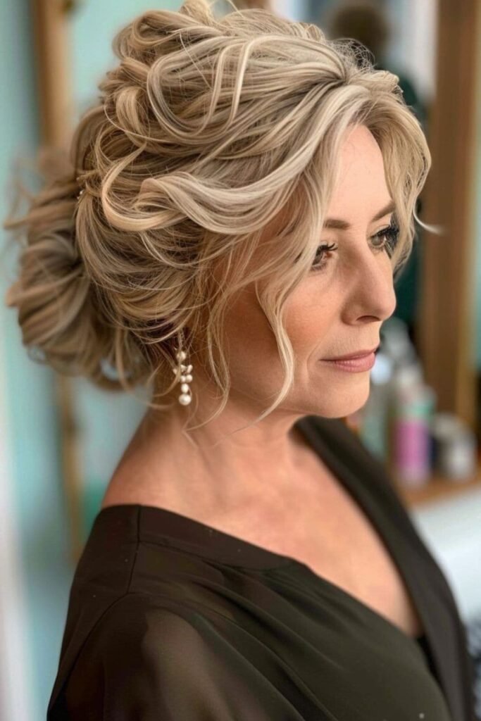 Textured Romantic Updo with Loose Curls and Tendrils