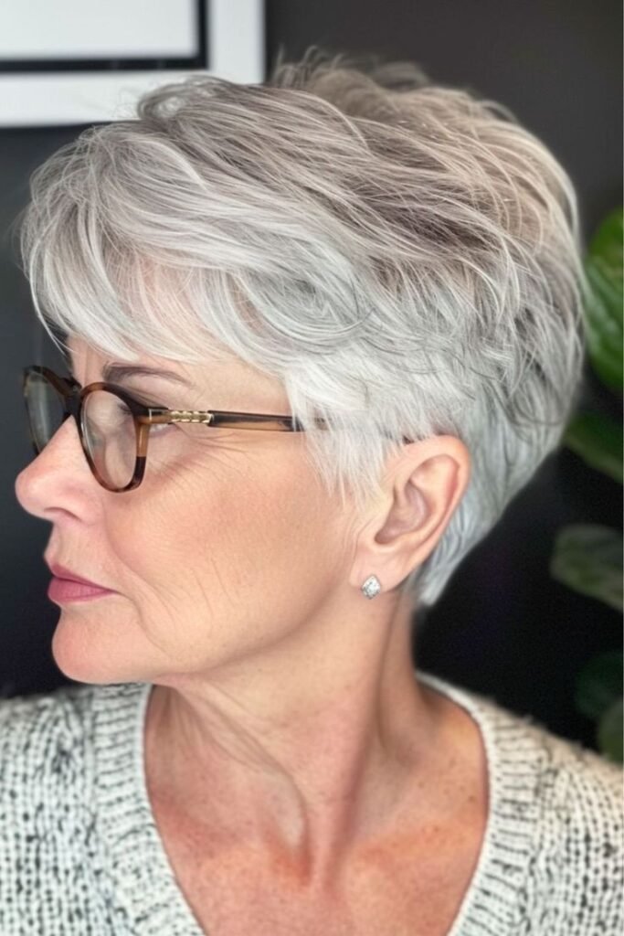 Textured Shaggy Pixie with Soft Nape Tapering