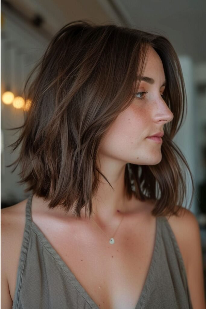 Textured Shoulder-Length Bob with Soft Waves