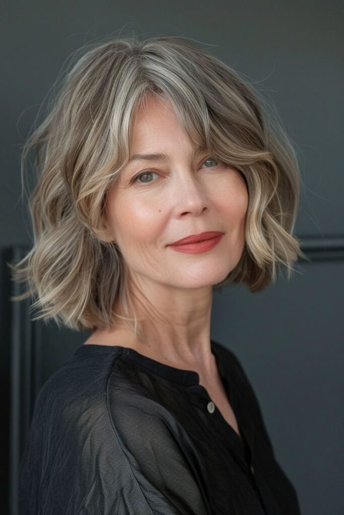 Textured Silver Bob with Face-Framing Layers