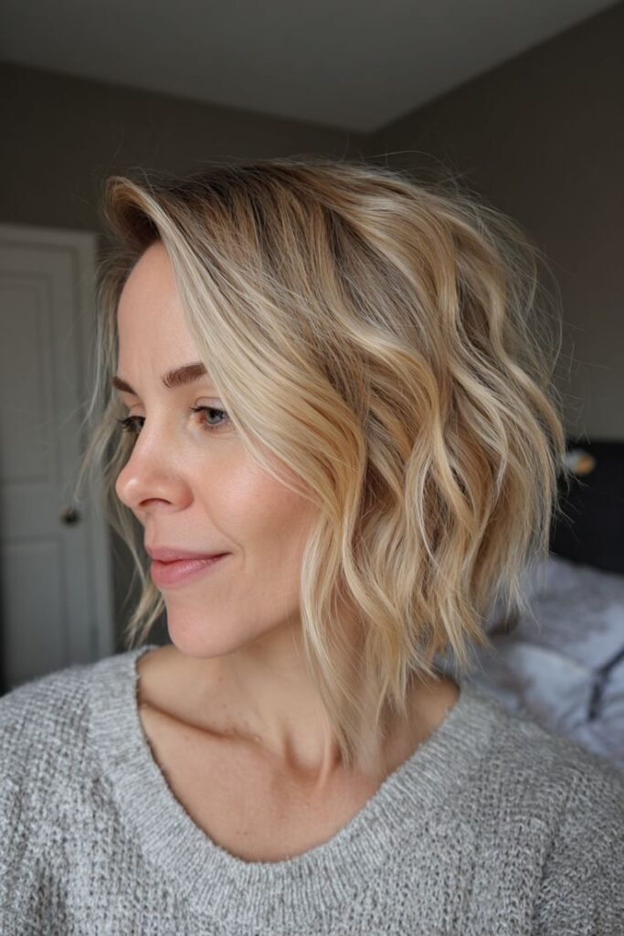 Tousled A-Line Bob with Dimensional Waves