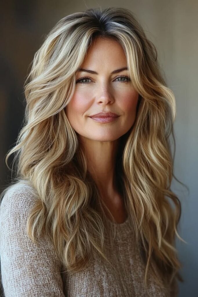 Tousled Beach Waves with Dimensional Sandy Blonde Layers