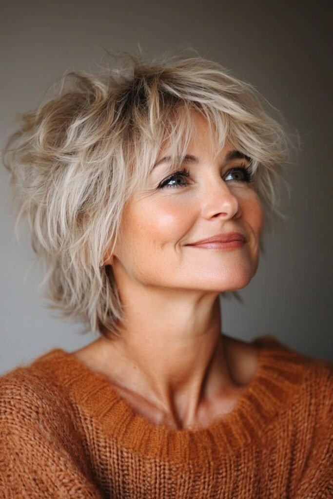 Tousled Blonde Shag with Soft Tapered Ends
