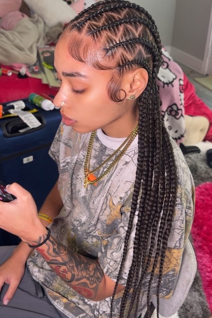 Traditional Stitch Braids with Sharp Angular Parts