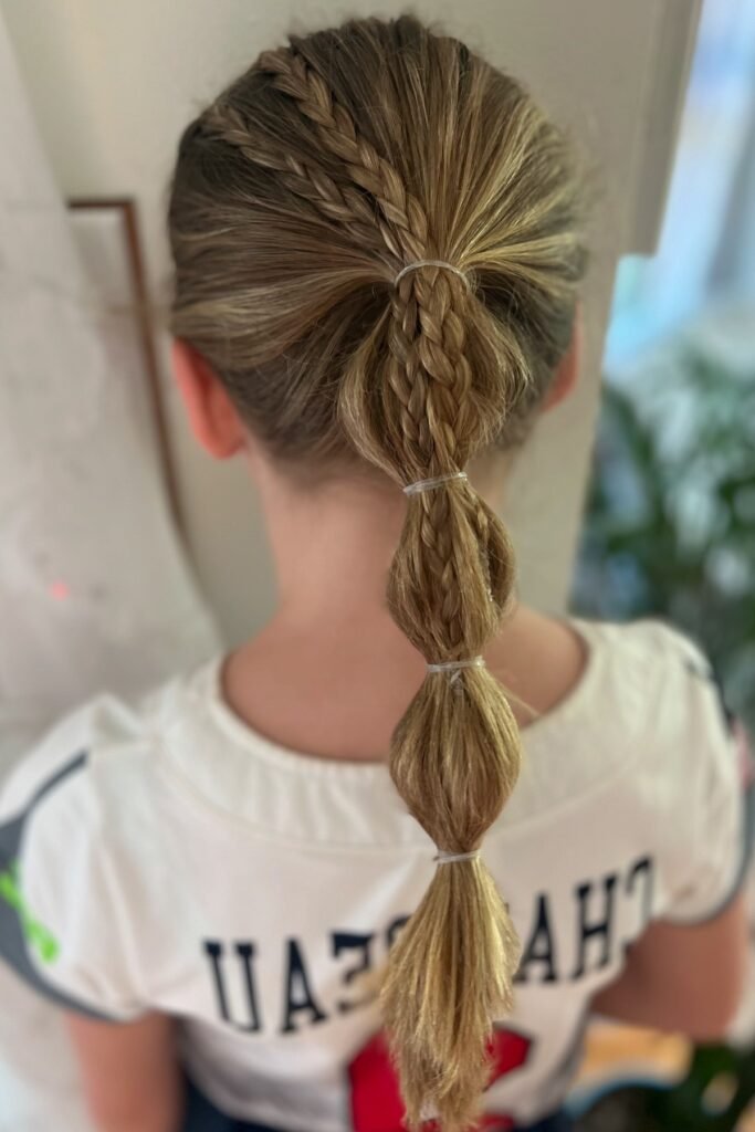 Triple Side Micro-Braids into a Structured Bubble Ponytail