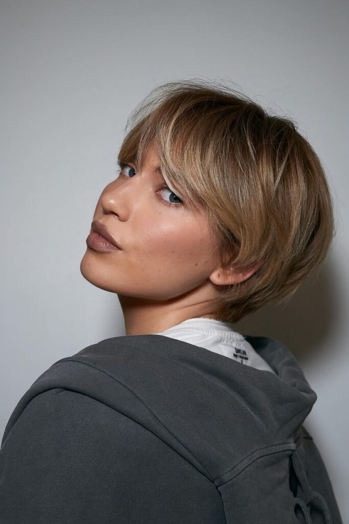 Tucked-Back Pixie with Dimensional Highlights