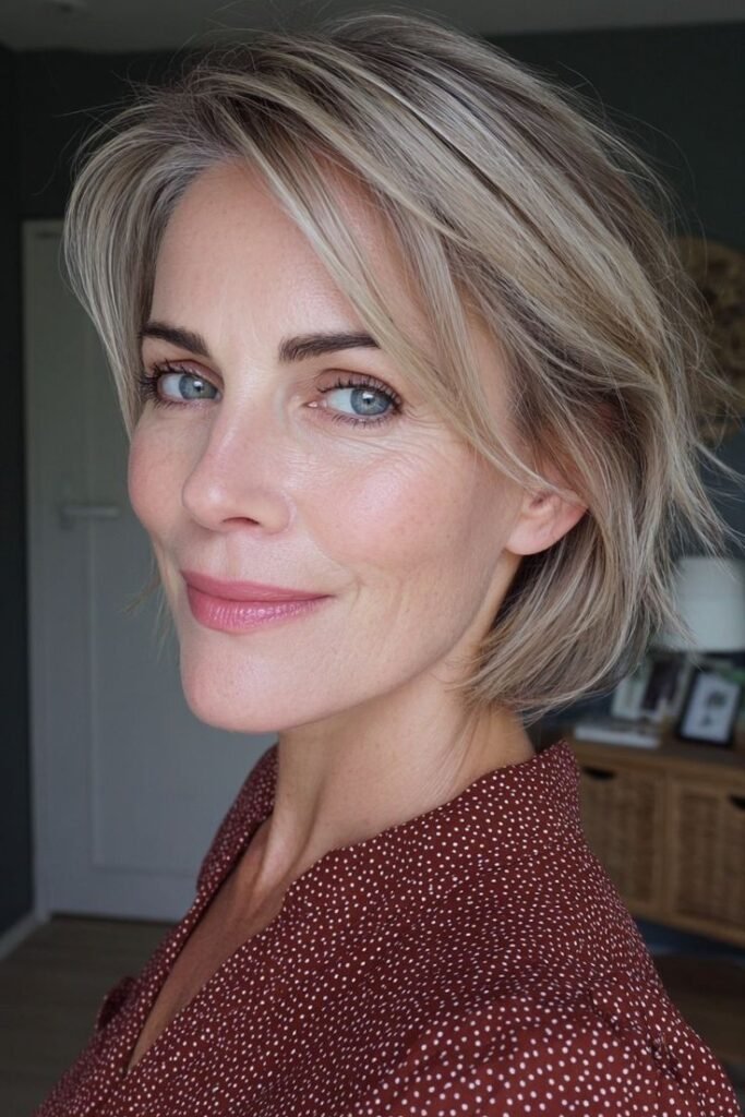 Tucked-Behind-Ear Bob with Wispy Layers