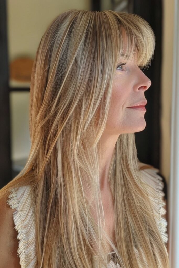 Ultra-Long Straight Hair with Heavy Eye-Grazing Bangs