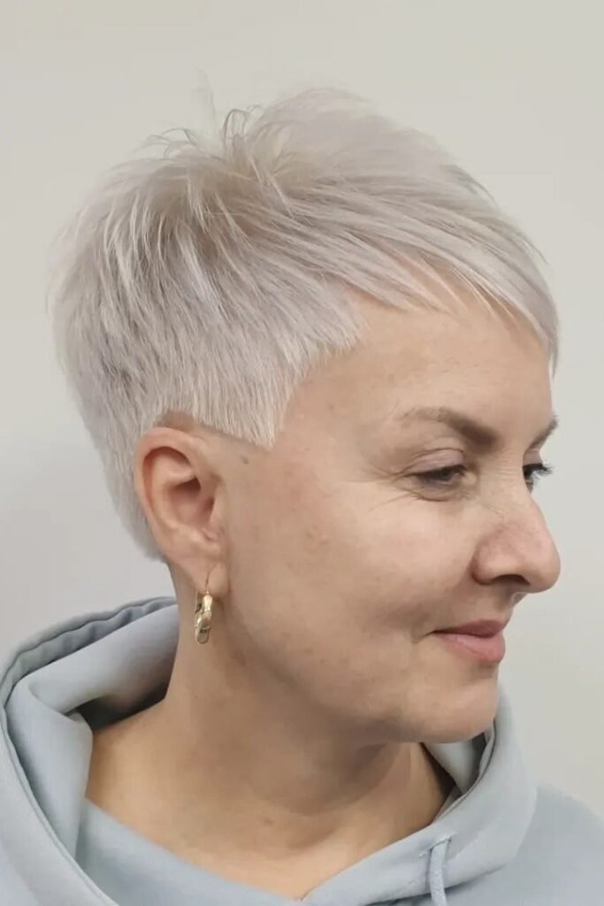 Ultra-Short Frosted Pixie with Micro-Fringe