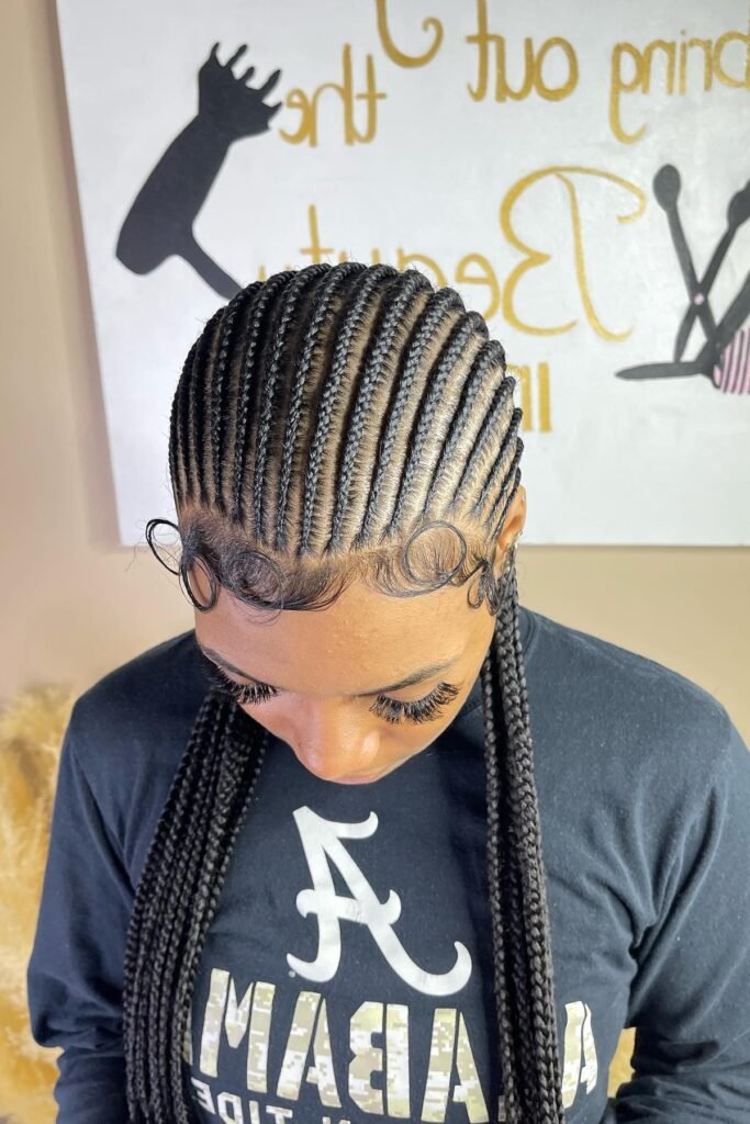 Ultra-Thin Straight-Back Cornrows with Detailed Edges