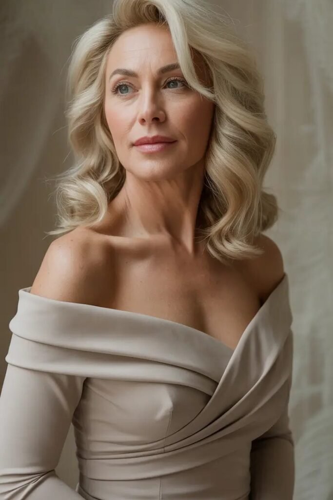 Voluminous Blonde Side-Swept Waves