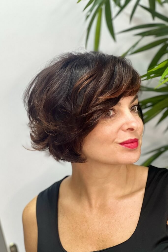 Voluminous Layered Bob with Deep Side Part