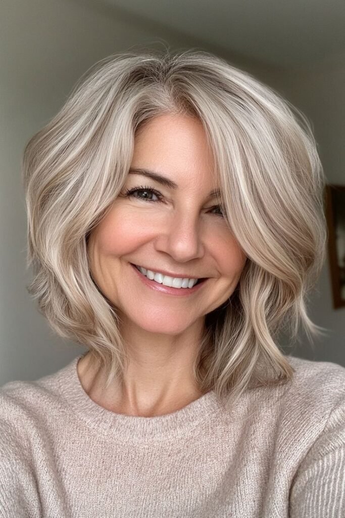 Voluminous Layered Bob with Dramatic Side Sweep