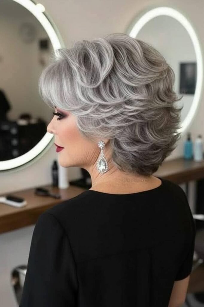 Voluminous Layered Bob with Feathered Back