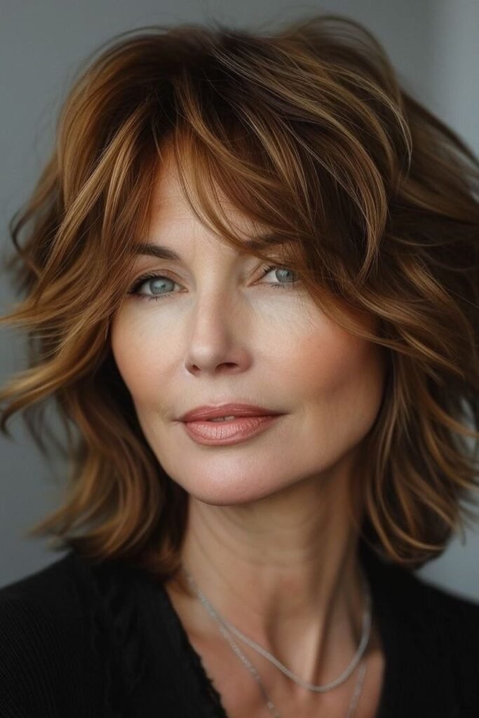 Voluminous Shaggy Bob with Curtain Bangs