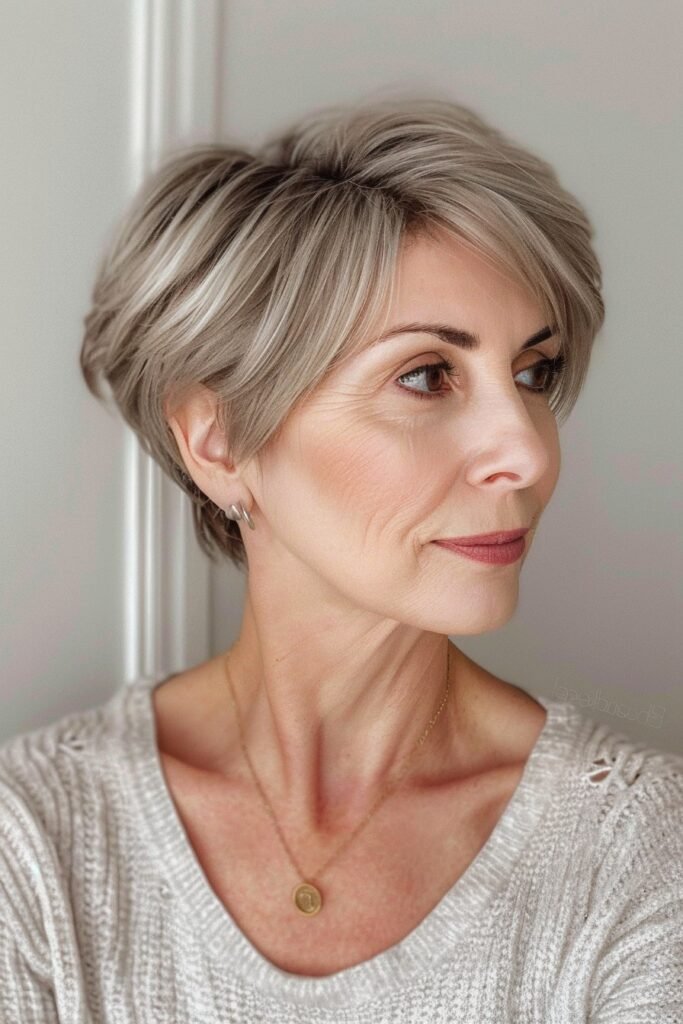 Voluminous Side-Swept Bob with Ash Tones