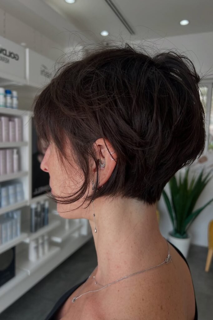 Voluminous Stacked Bob with Wispy Side-Fringe