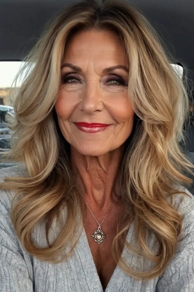 Warm Honey Blonde Waves with Textured Volume