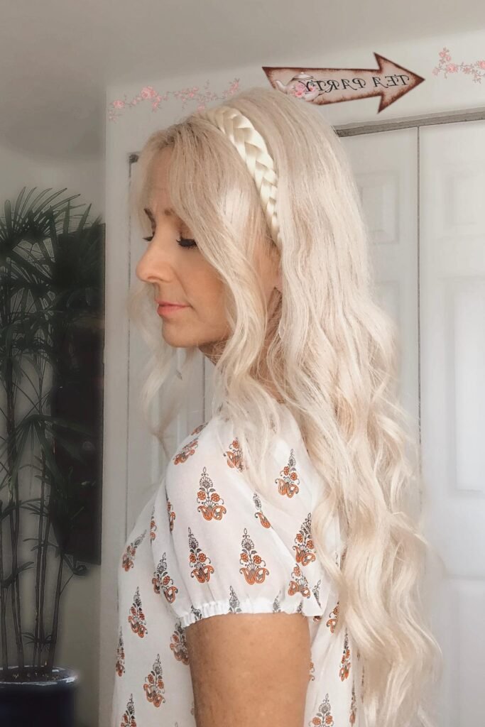 Wavy Blonde Tresses with Braided Crown Headband