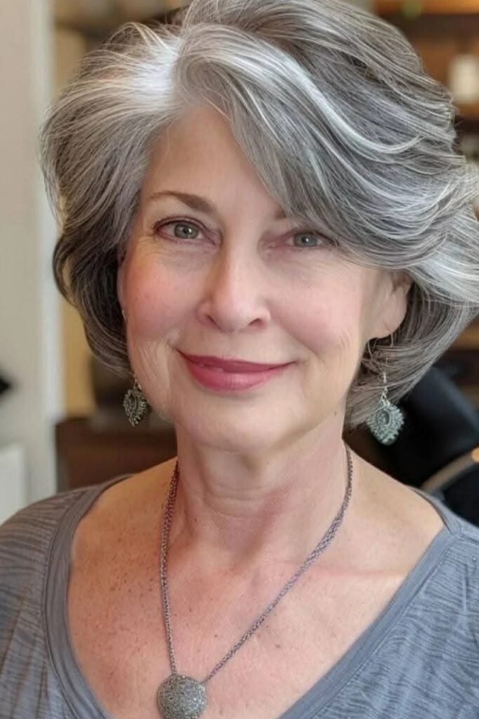 Wavy Layered Bob with Sweeping Face-Framing Pieces