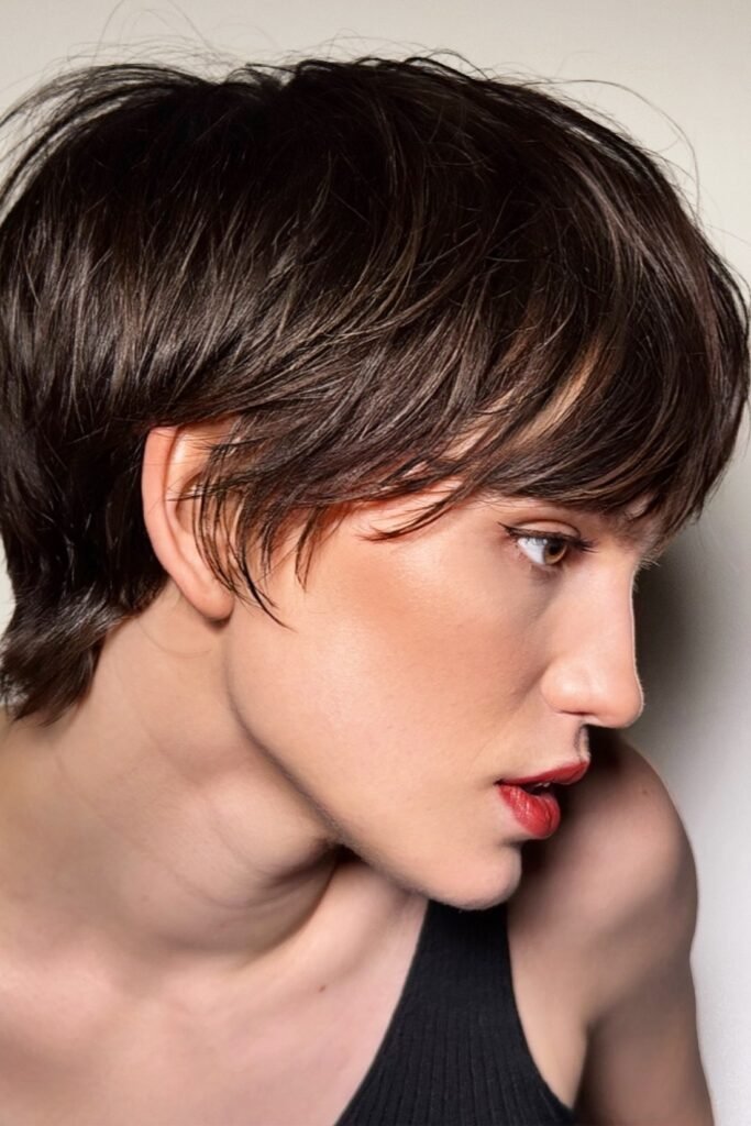 Wet-Look Textured Pixie with Choppy Layers