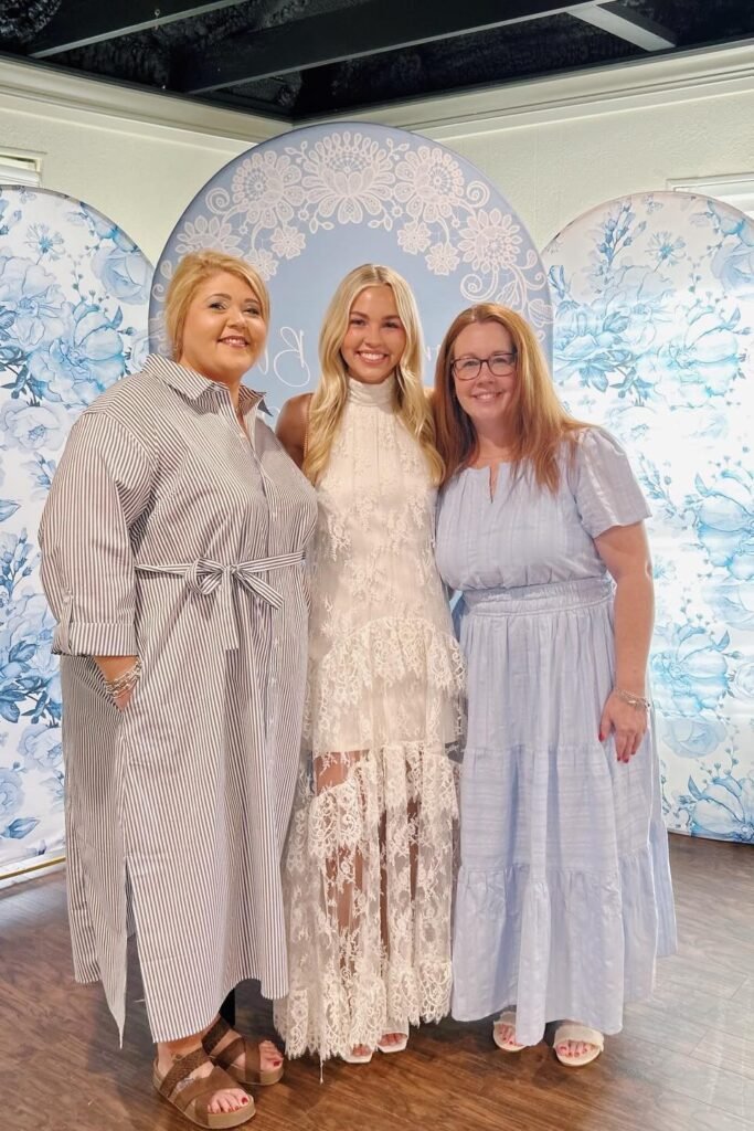 White High-Neck Tiered Lace Gown + White Strappy Sandals