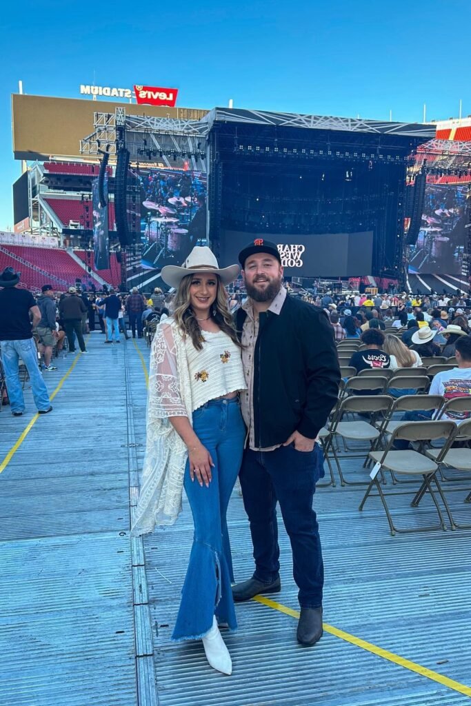 White Lace Kimono + Blue Flare Jeans + White Pointed Toe Boots