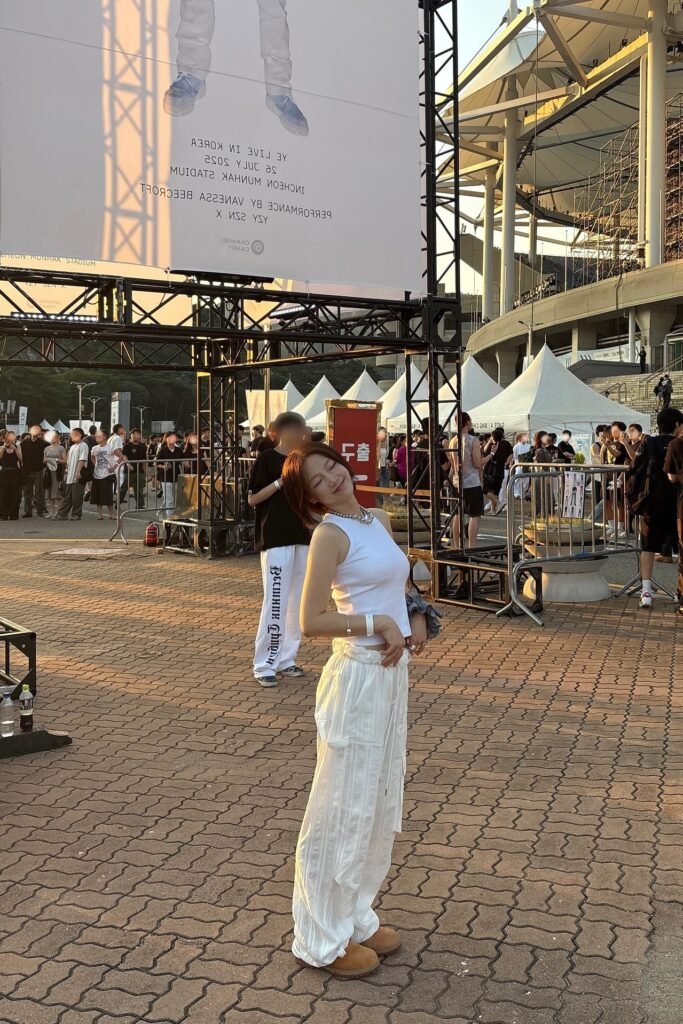 White Ribbed Tank Top + White Wide-Leg Cargo Pants + Tan Platform Boots