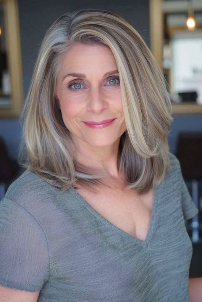 Ash Blonde Straight Lob with Subtle Lowlights