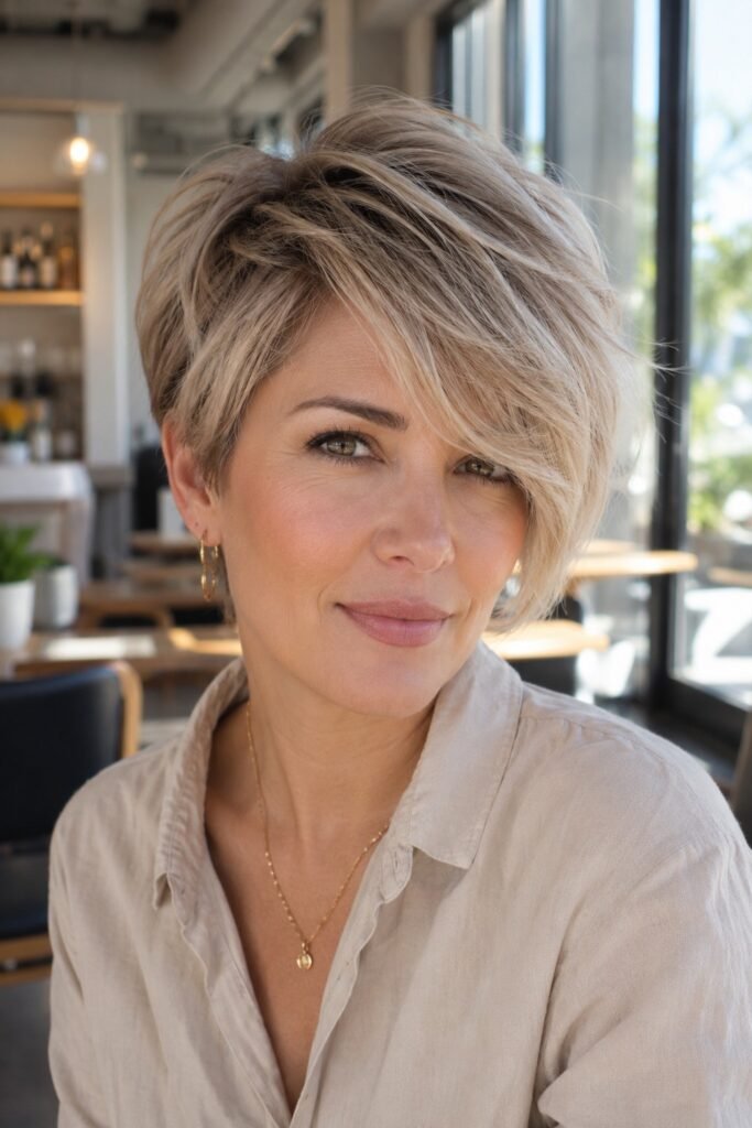 56. Asymmetrical Layered Bob with Volume