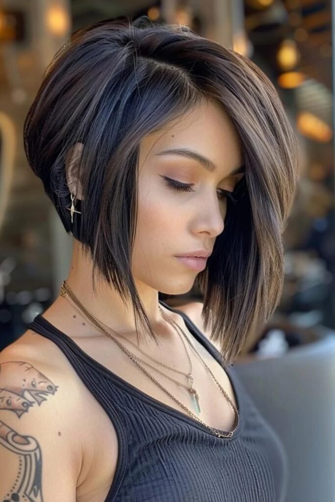 73. Asymmetrical Pixie Bob with Deep Side Part