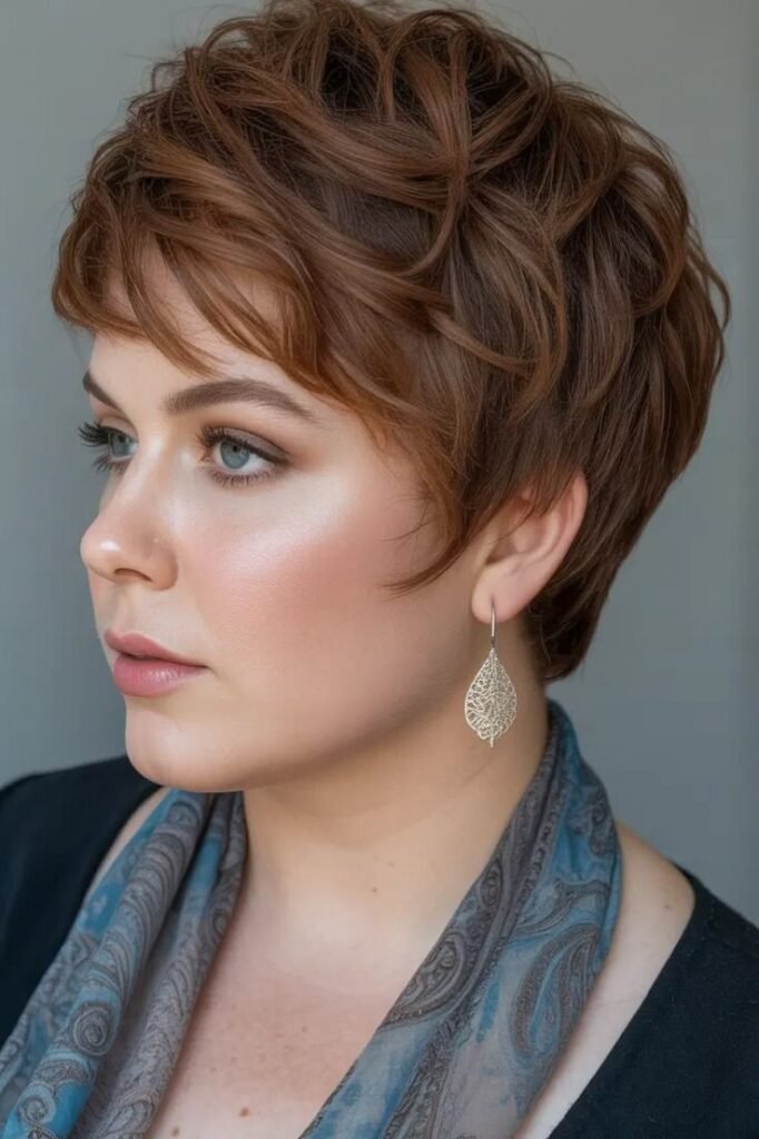 Auburn Shaggy Pixie with Piecey Layers