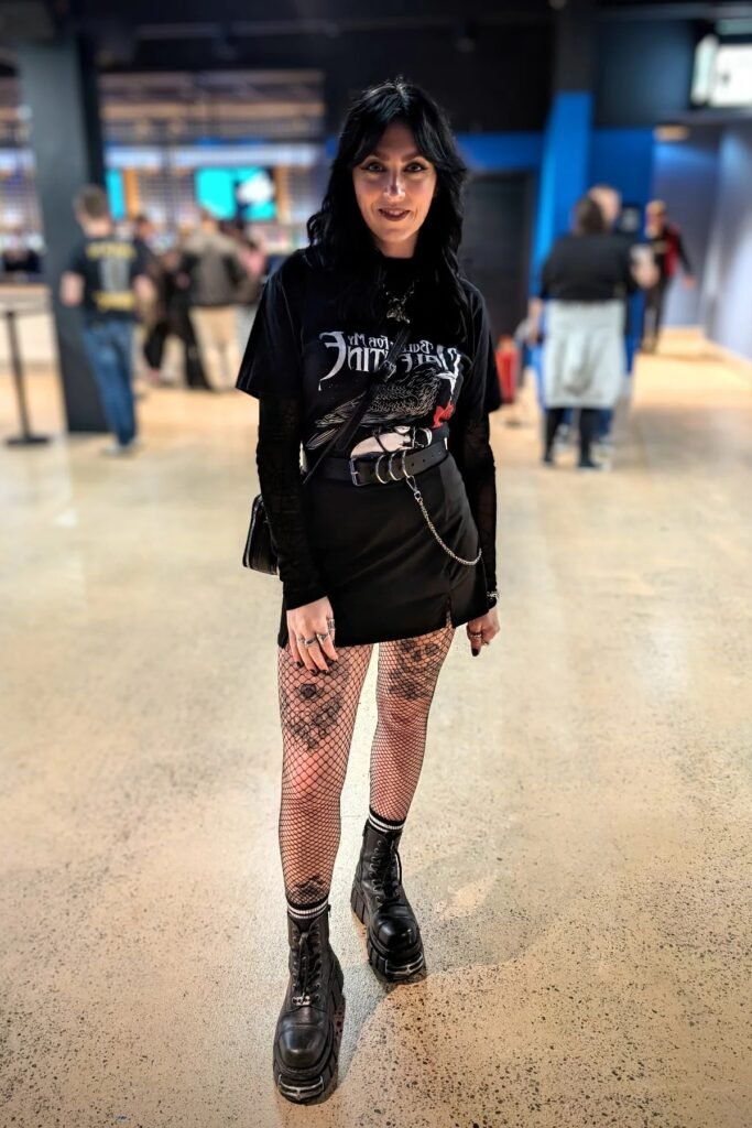 Black Bullet for My Valentine T Shirt + Black Mini Skirt + Black Platform Boots