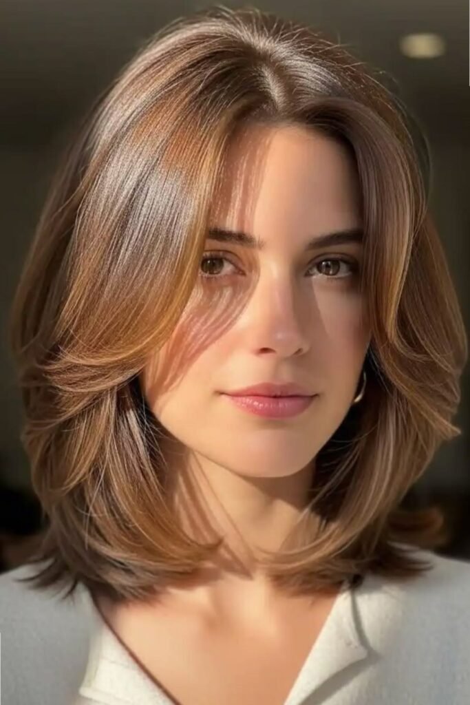 30. Blowout Layered Shoulder Length Hair