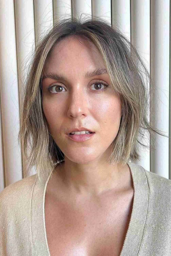 Blunt Cut Textured Bob with Middle Part