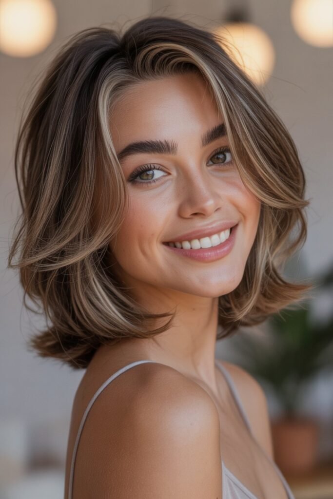 Bouncy Butterfly Bob with Soft Curtain Bangs
