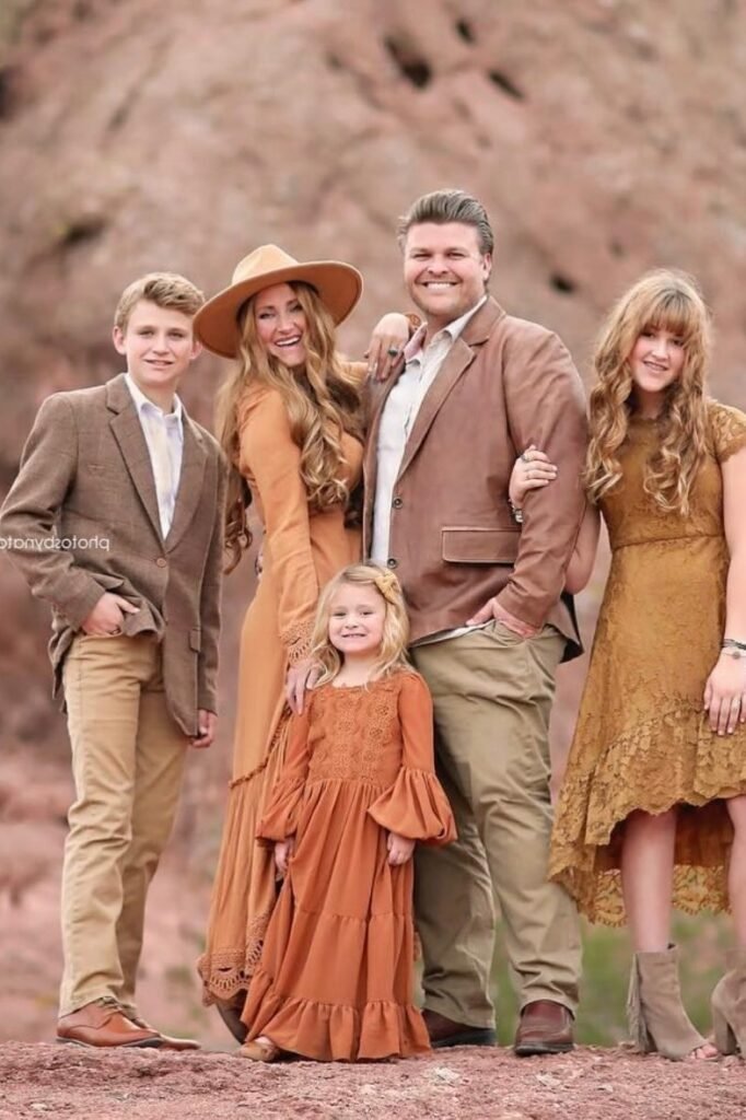 Brown Blazer + Tan Pants + Brown Dress + Tan Maxi Dress + Brown Leather Jacket + Khaki Pants + Mustard Lace Dress + Brown Boots