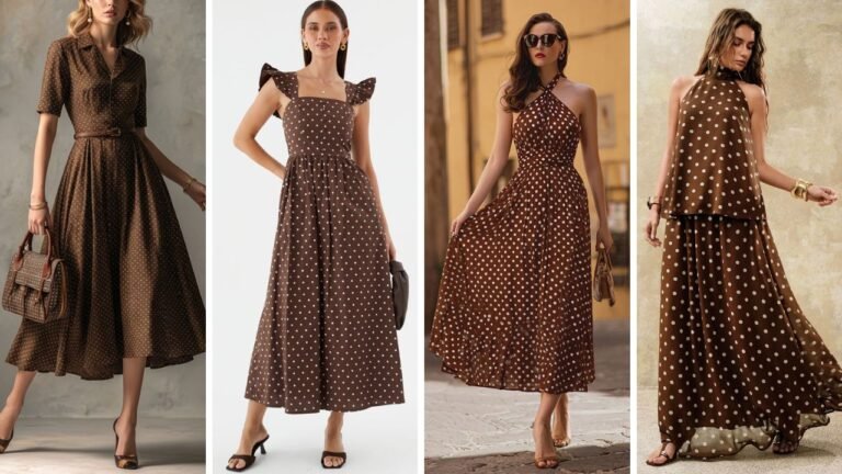 20 Brown Polka Dot Dress Outfit Ideas That Are Earthy and Elegant