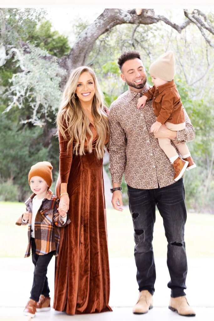 Brown Velvet Maxi Dress + Plaid Flannel Shirt + Black Jeans + Brown Boots + Brown Patterned Button Down Shirt + Black Distressed Jeans + Tan Boots + Beige Beanie + Brown Sweatshirt + Khaki Pants