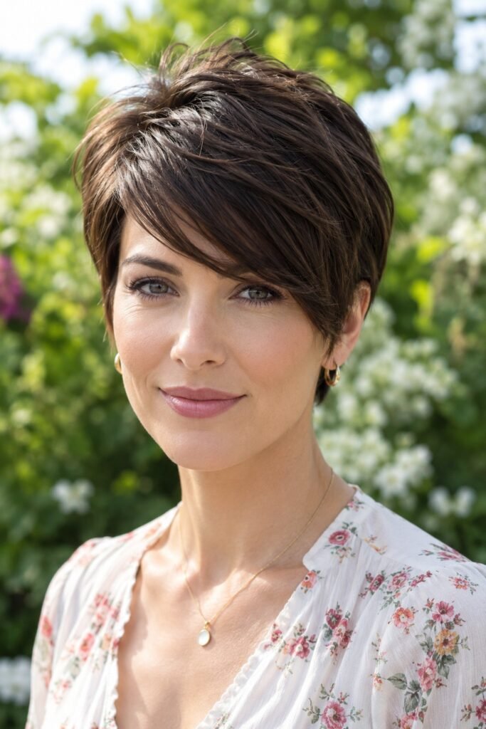 58. Chic Pixie Cut with Side-Swept Bangs