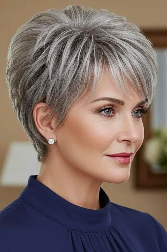 40. Chic Textured Pixie Cut with Side-Swept Bangs