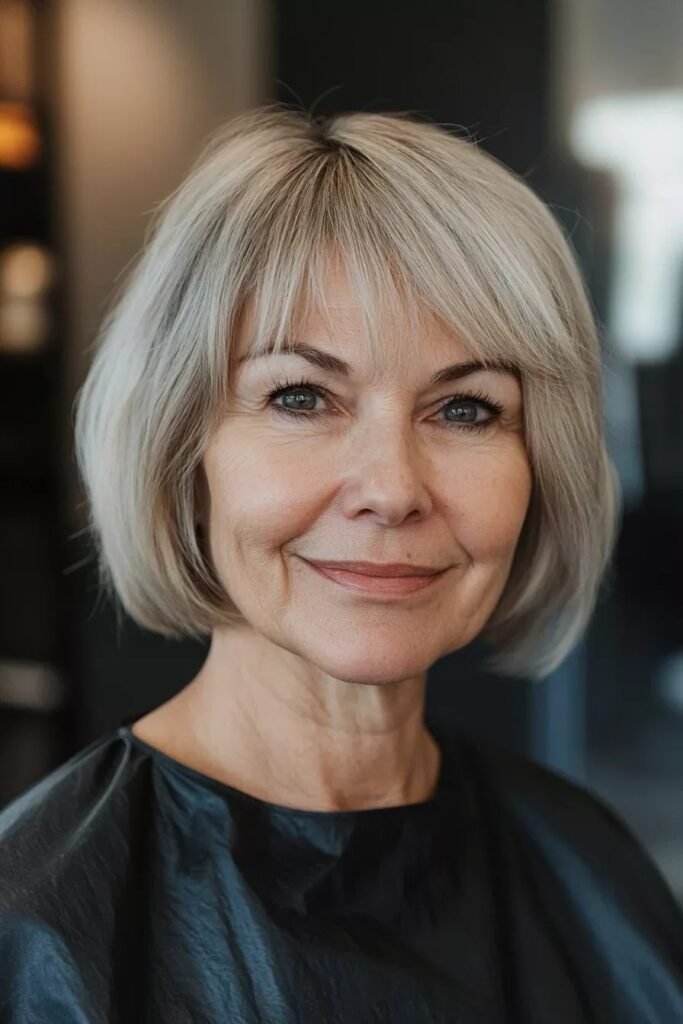 Classic Blunt Bob with Light Wispy Bangs
