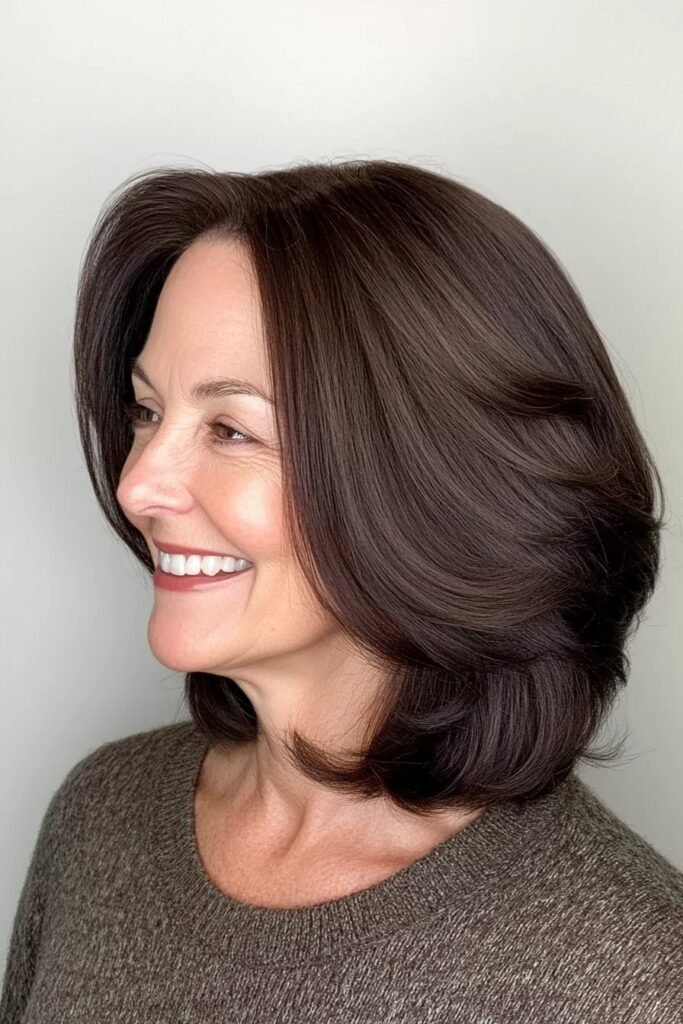 Classic Dark Chocolate Rounded Bob with Soft Layers