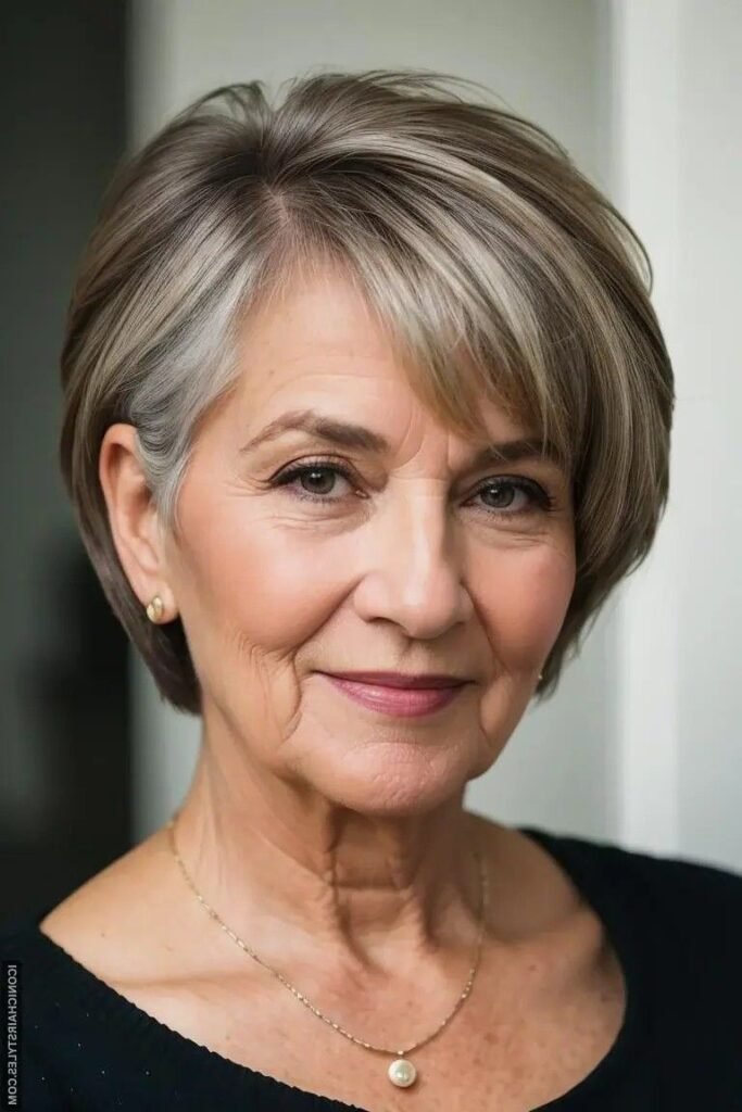 Classic Rounded Bob with Deep Side-Swept Bangs