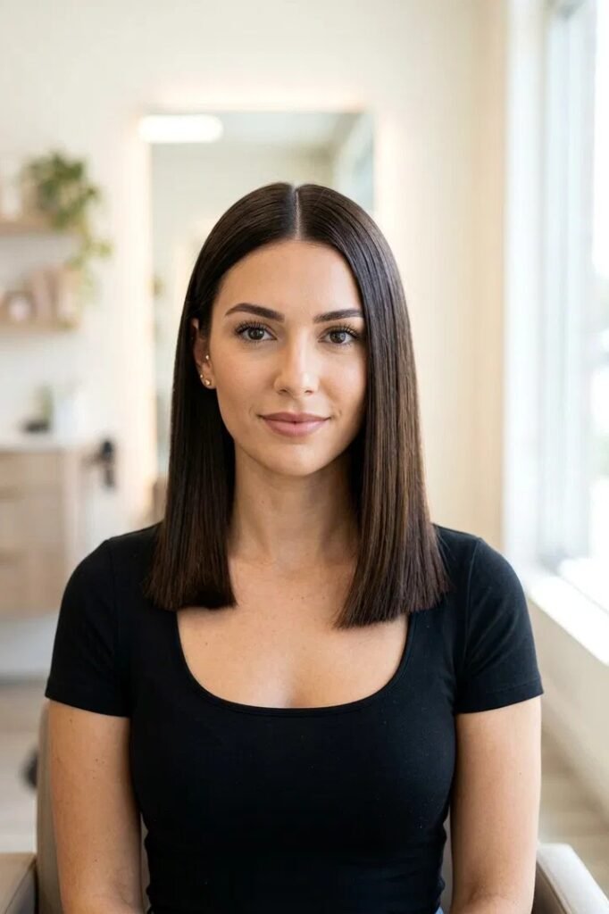 28. Classic Sleek Shoulder Length Hair