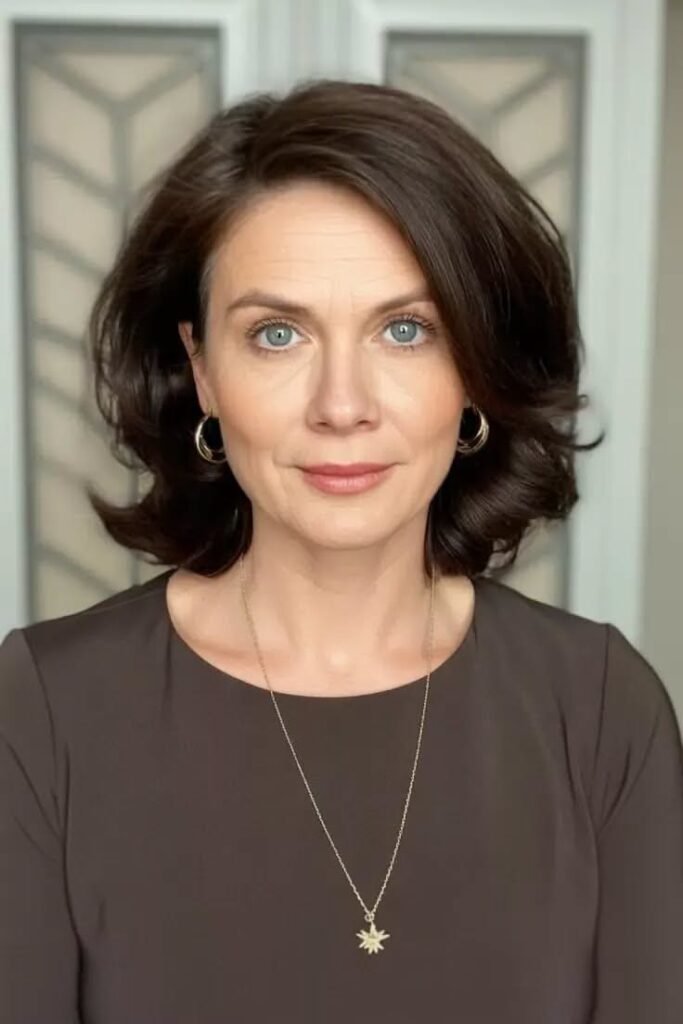 Classic Softly Curled Short Bob with Side-Swept Volume