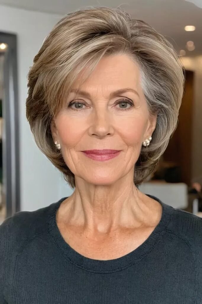 Classic Tapered Bob with Voluminous Side Part